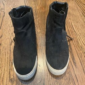 Black zip up high top sneakers